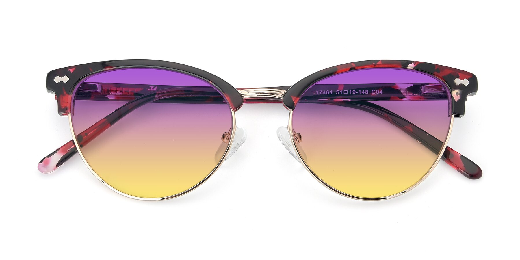 Folded Front of 17461 in Floral-Gold with Purple / Yellow Gradient Lenses