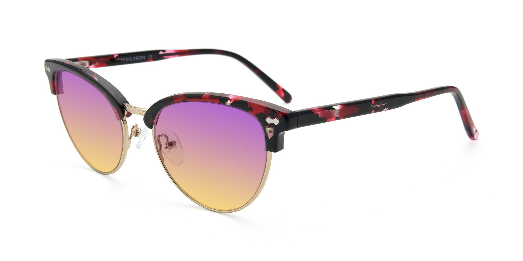Angle of 17461 in Floral-Gold with Purple / Yellow Gradient Lenses