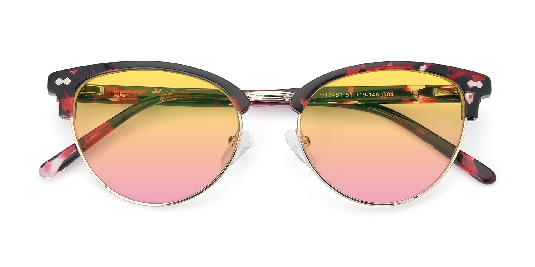 Folded Front of 17461 in Floral-Gold with Yellow / Pink Gradient Lenses
