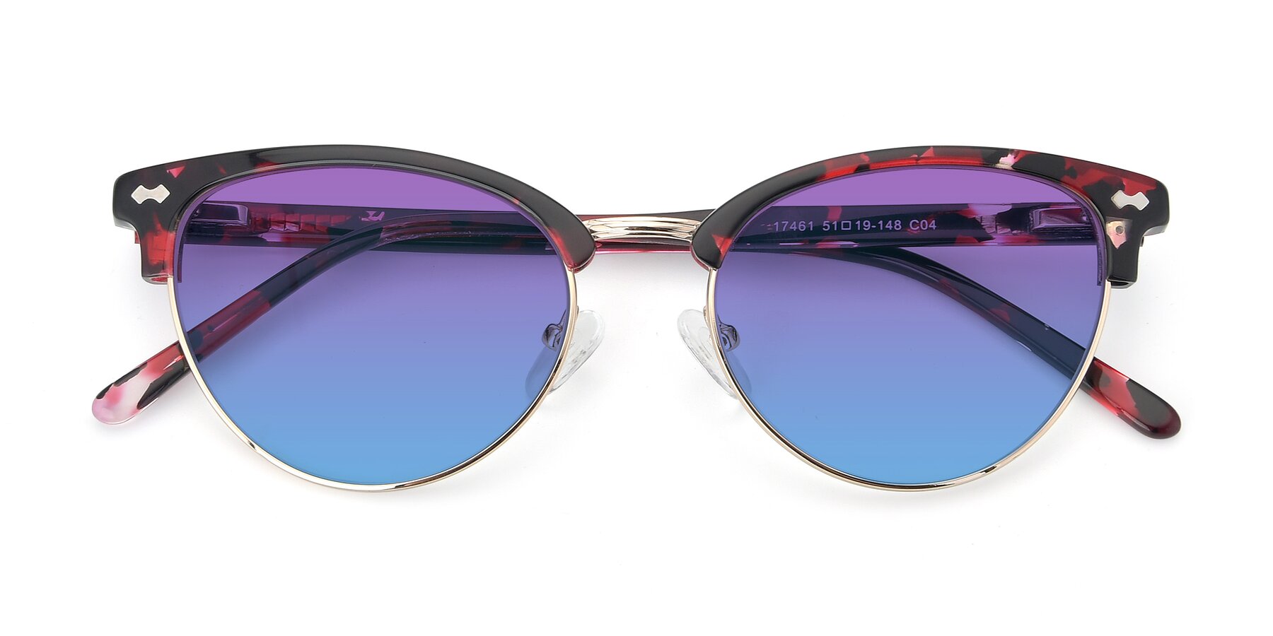 Folded Front of 17461 in Floral-Gold with Purple / Blue Gradient Lenses