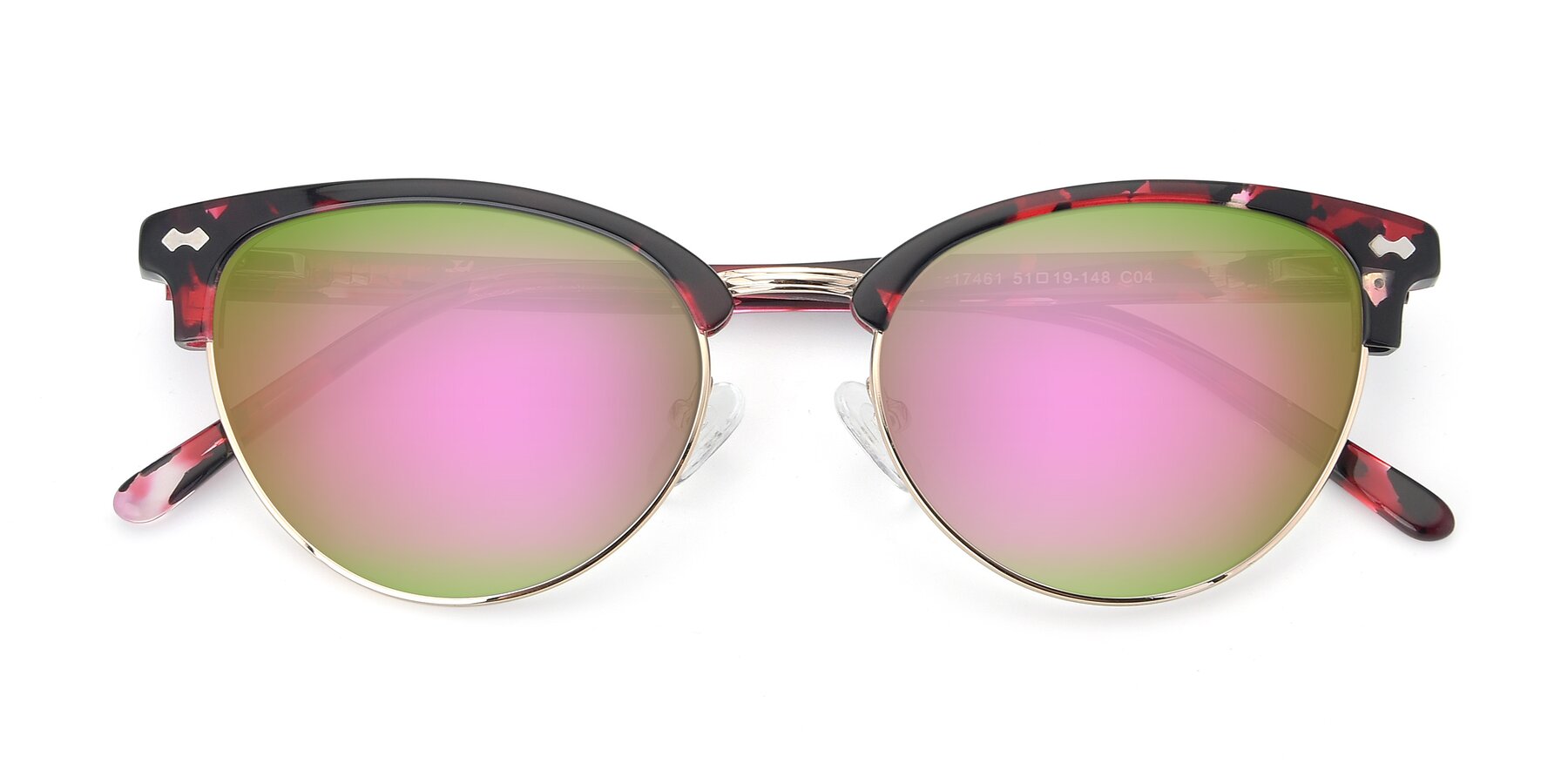 Folded Front of 17461 in Floral-Gold with Pink Mirrored Lenses