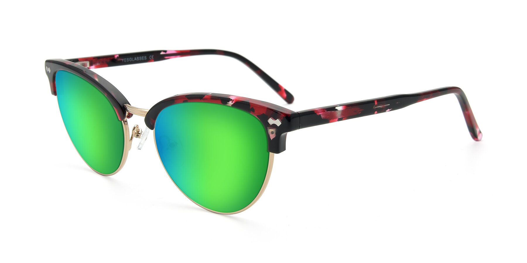 Angle of 17461 in Floral-Gold with Green Mirrored Lenses