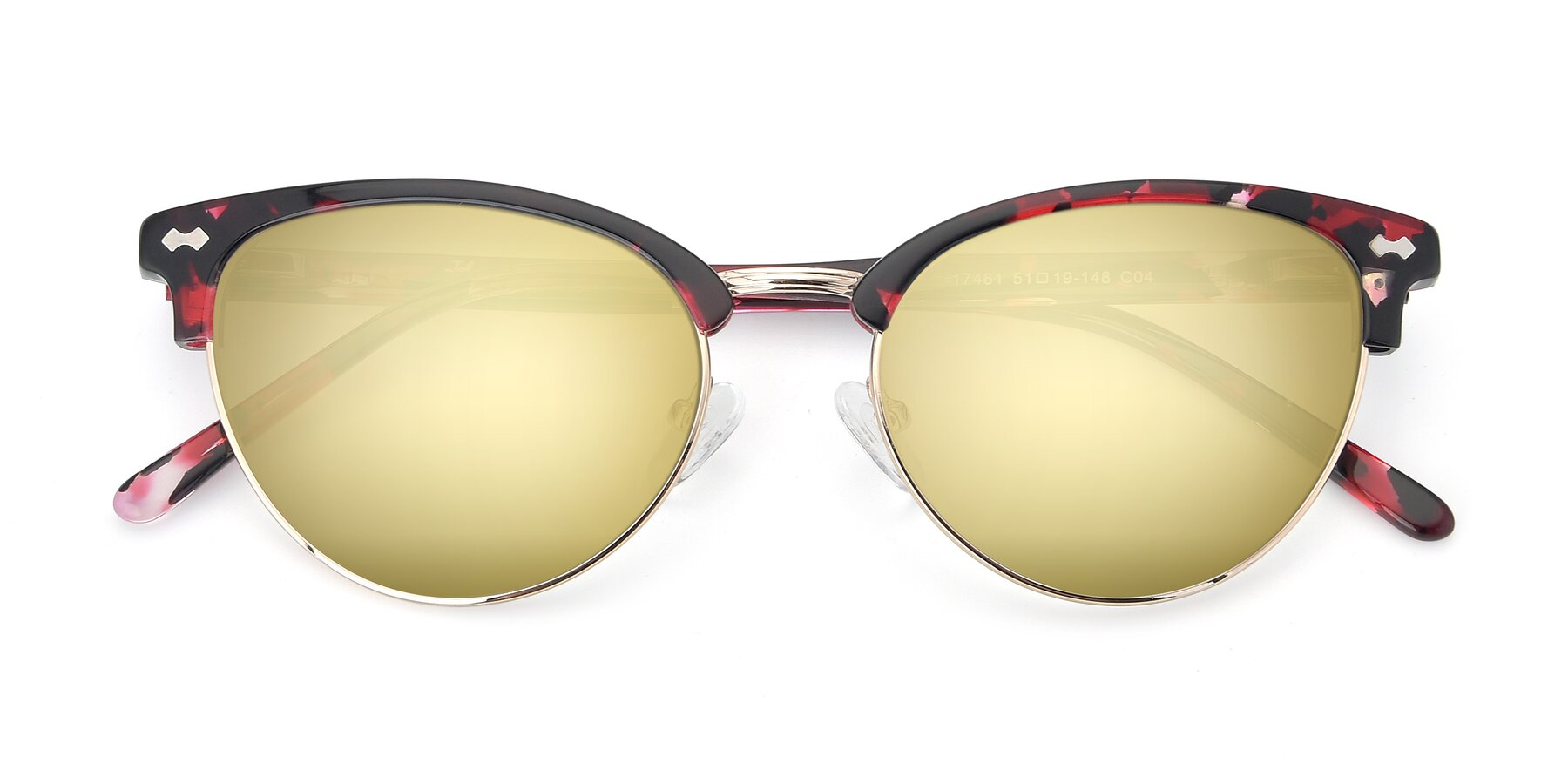 Folded Front of 17461 in Floral-Gold with Gold Mirrored Lenses