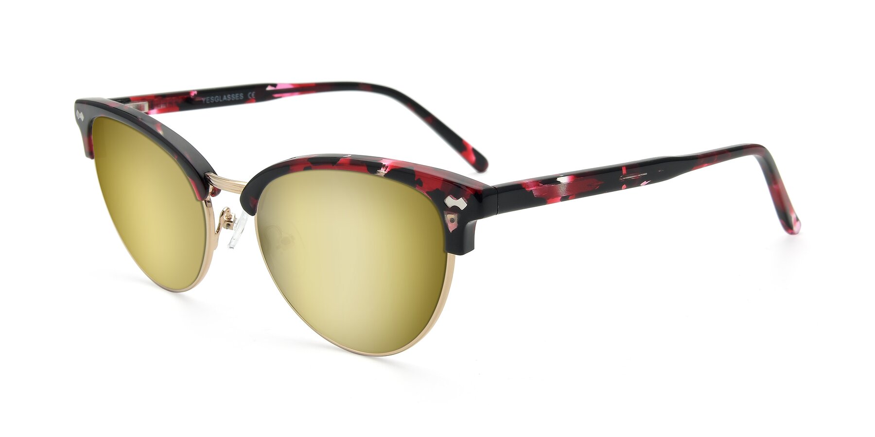 Angle of 17461 in Floral-Gold with Gold Mirrored Lenses
