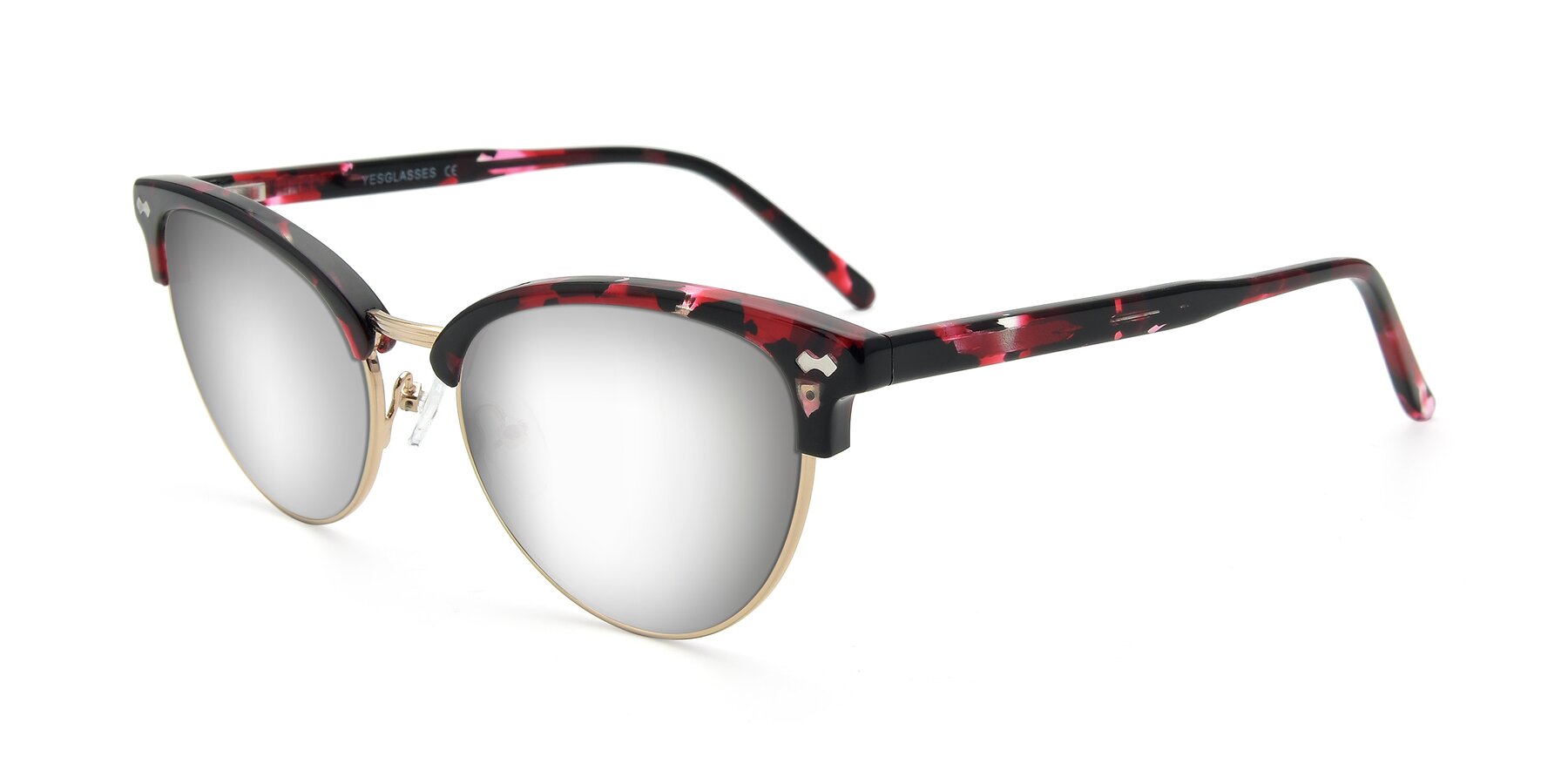 Angle of 17461 in Floral-Gold with Silver Mirrored Lenses
