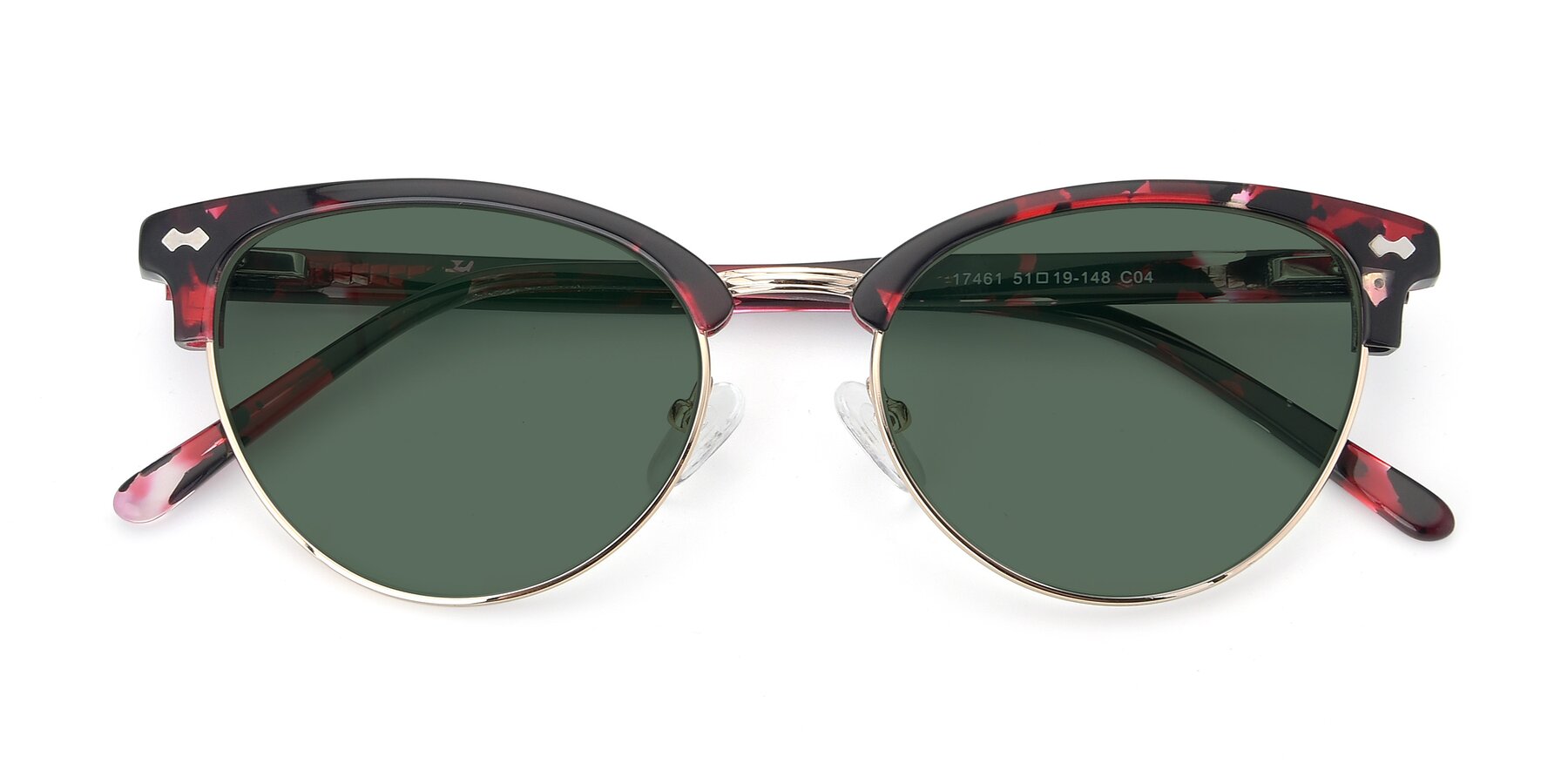 Folded Front of 17461 in Floral-Gold with Green Polarized Lenses