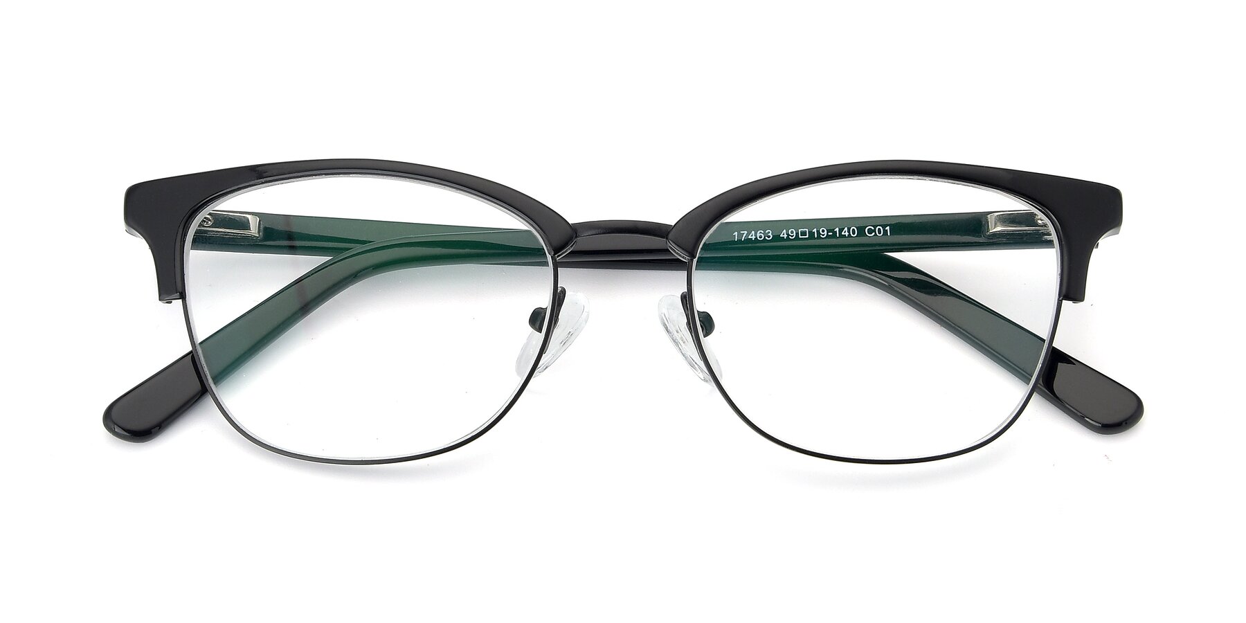 Folded Front of 17463 in Black with Clear Reading Eyeglass Lenses