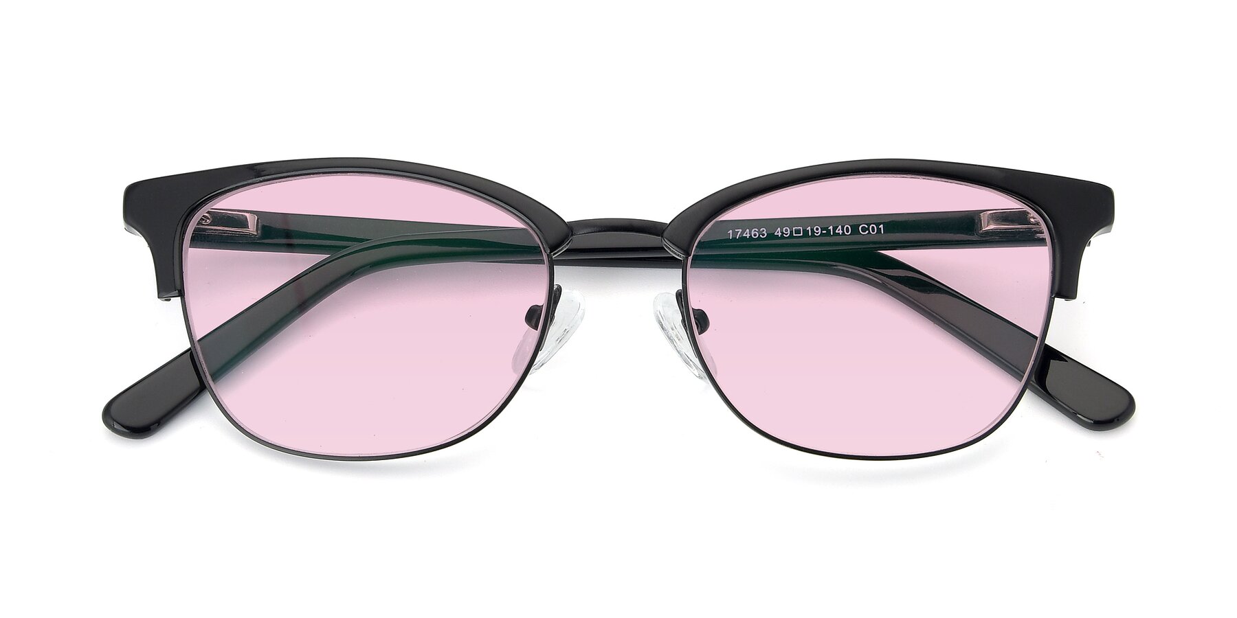 Folded Front of 17463 in Black with Light Pink Tinted Lenses