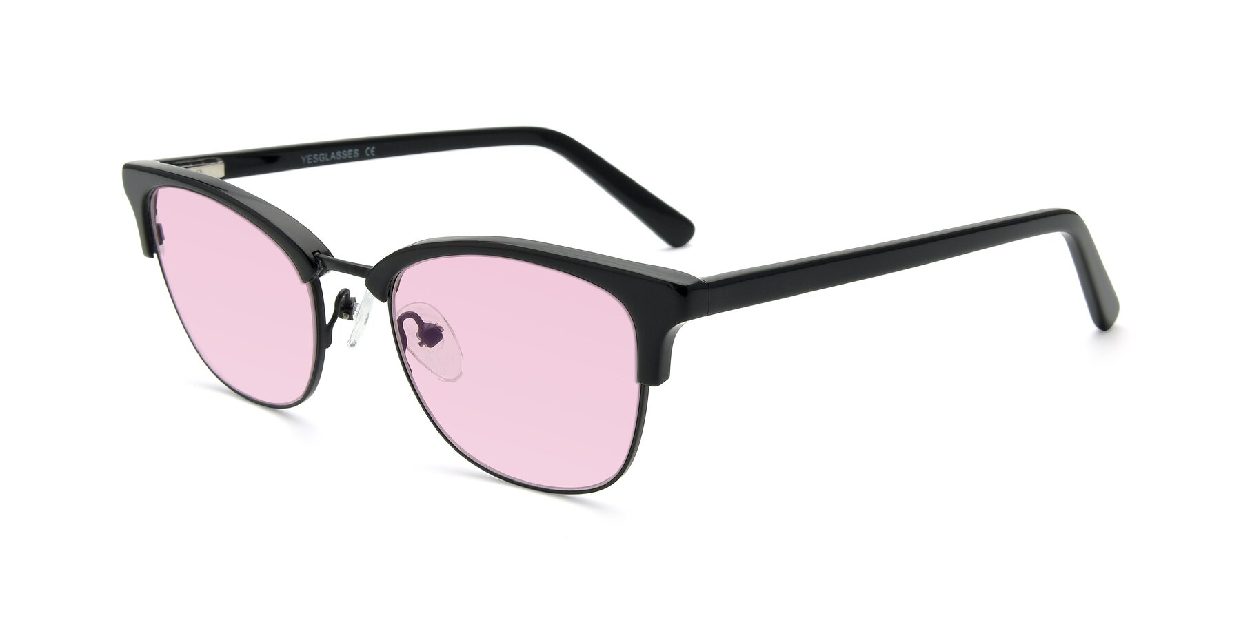 Angle of 17463 in Black with Light Pink Tinted Lenses