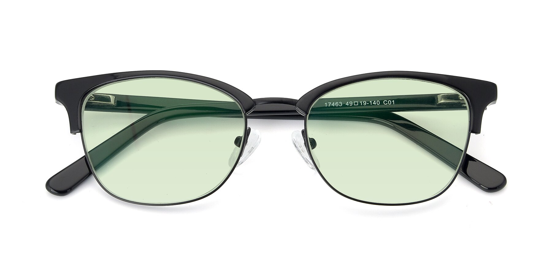 Folded Front of 17463 in Black with Light Green Tinted Lenses