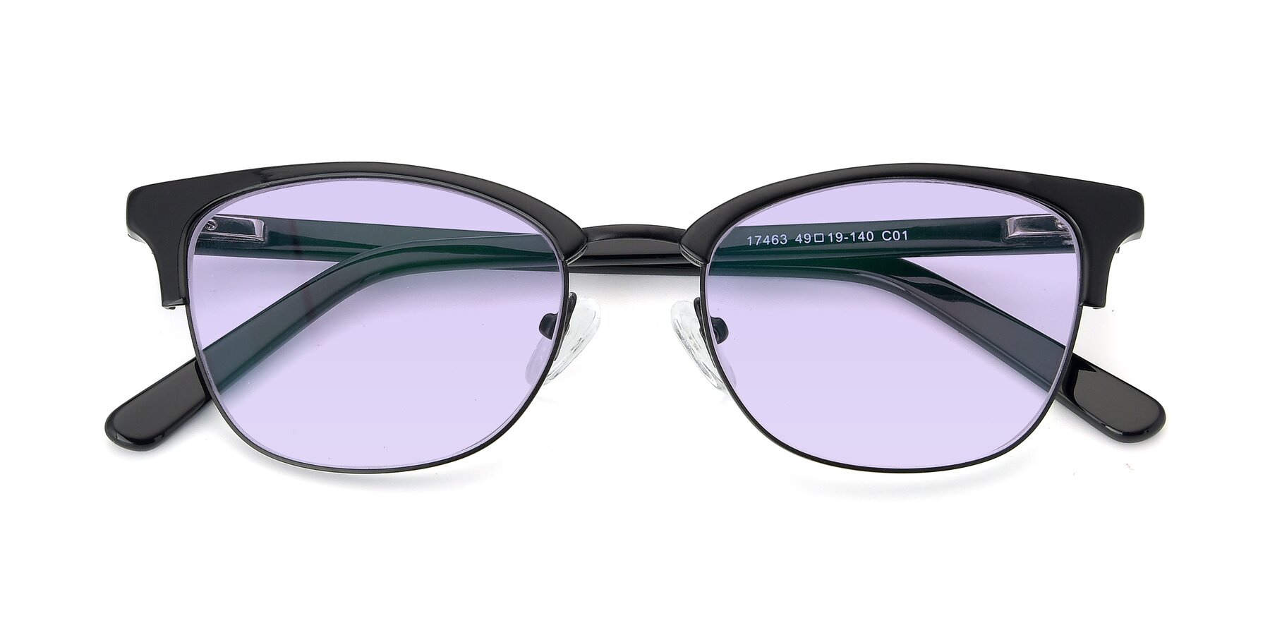 Folded Front of 17463 in Black with Light Purple Tinted Lenses