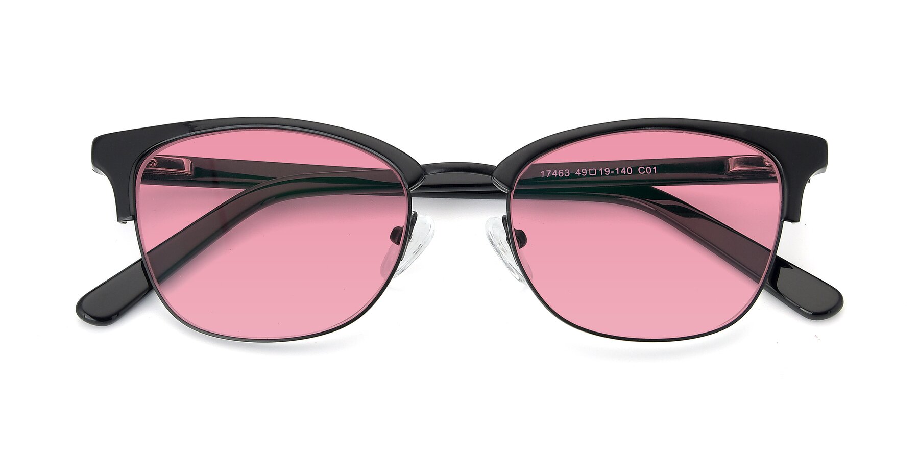 Folded Front of 17463 in Black with Pink Tinted Lenses