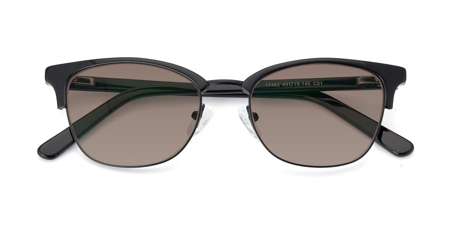 Folded Front of 17463 in Black with Medium Brown Tinted Lenses
