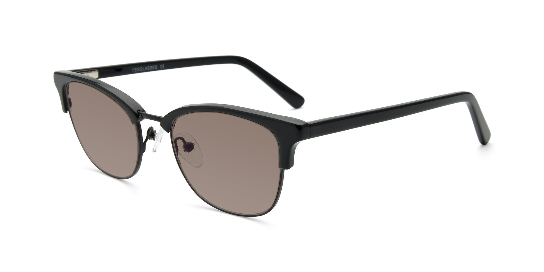 Angle of 17463 in Black with Medium Brown Tinted Lenses
