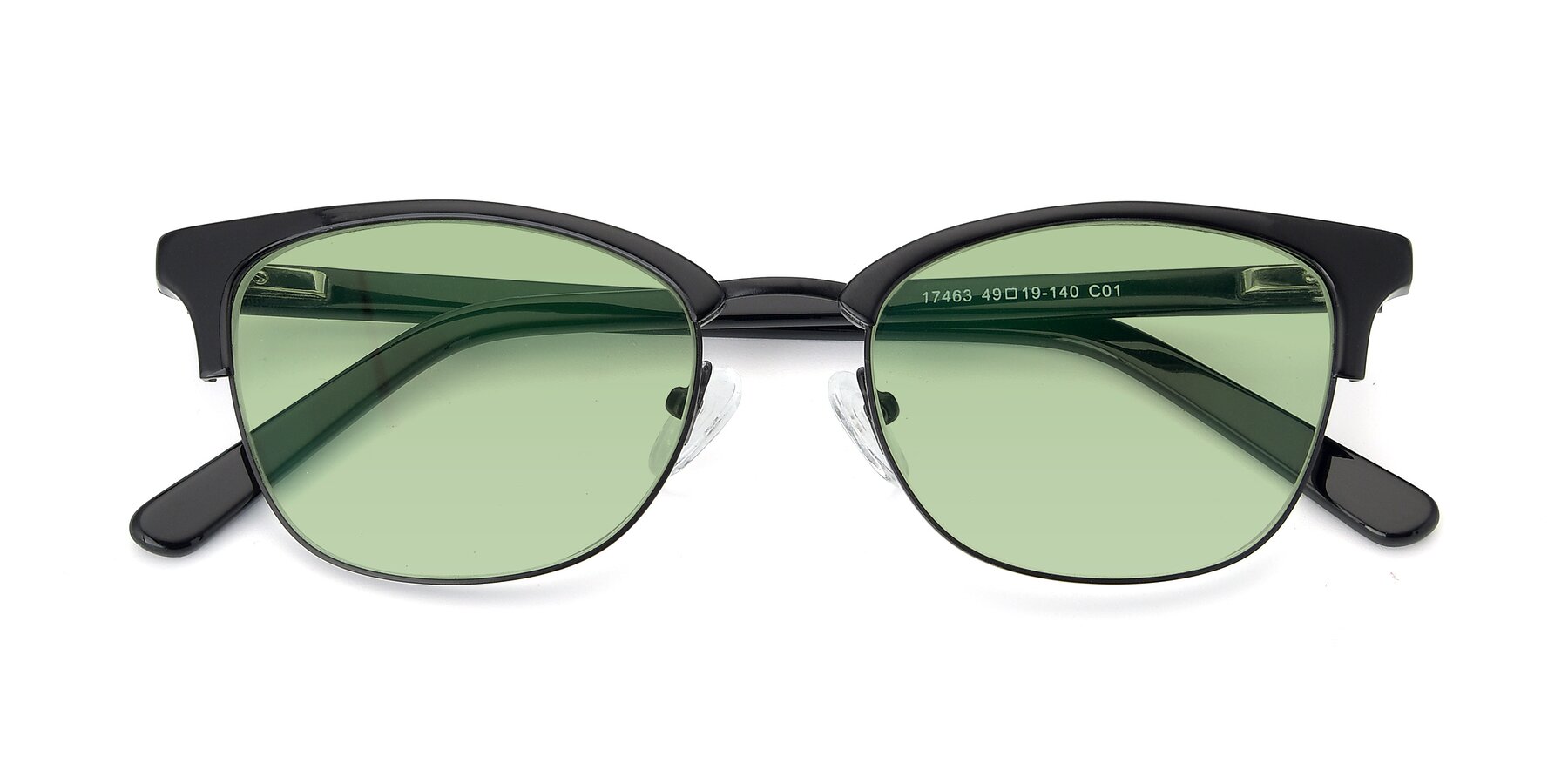Folded Front of 17463 in Black with Medium Green Tinted Lenses