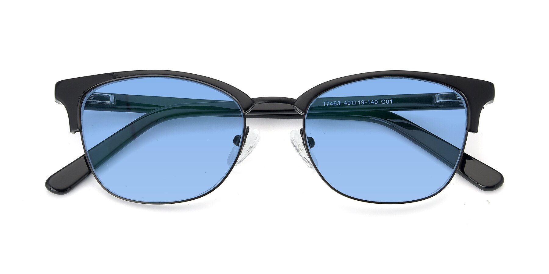 Folded Front of 17463 in Black with Medium Blue Tinted Lenses