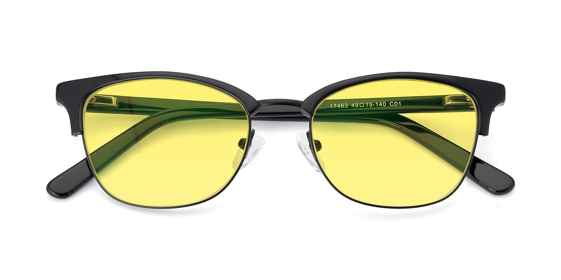 Folded Front of 17463 in Black with Medium Yellow Tinted Lenses