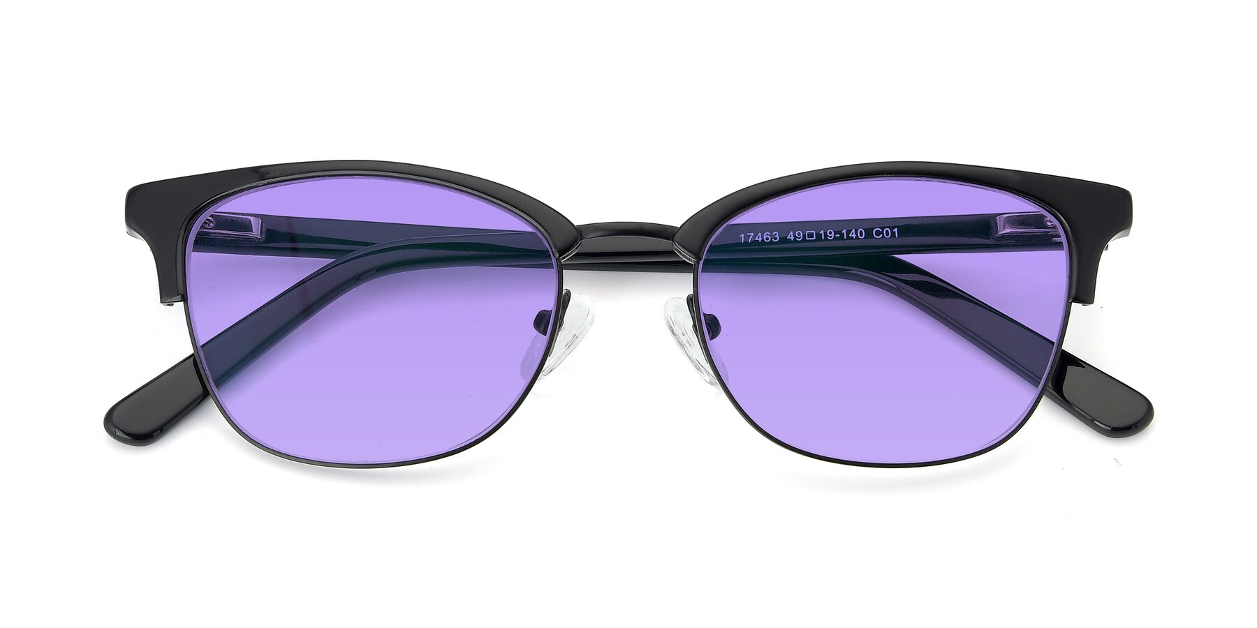 Folded Front of 17463 in Black with Medium Purple Tinted Lenses