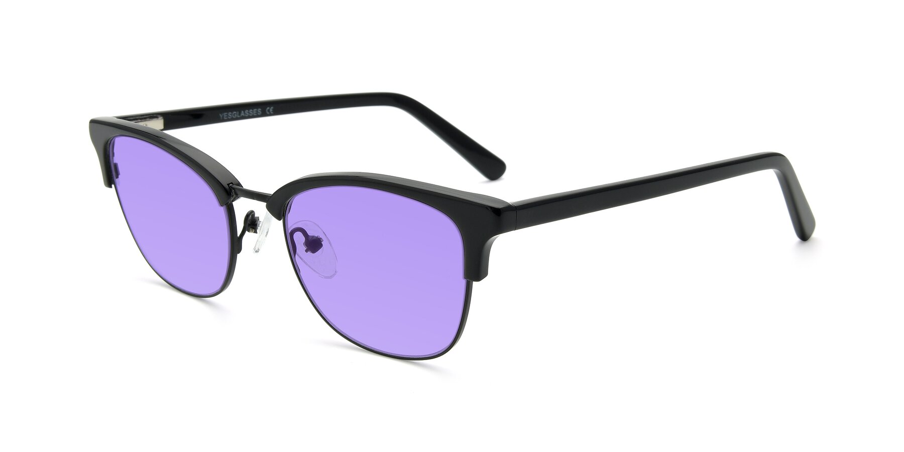 Angle of 17463 in Black with Medium Purple Tinted Lenses