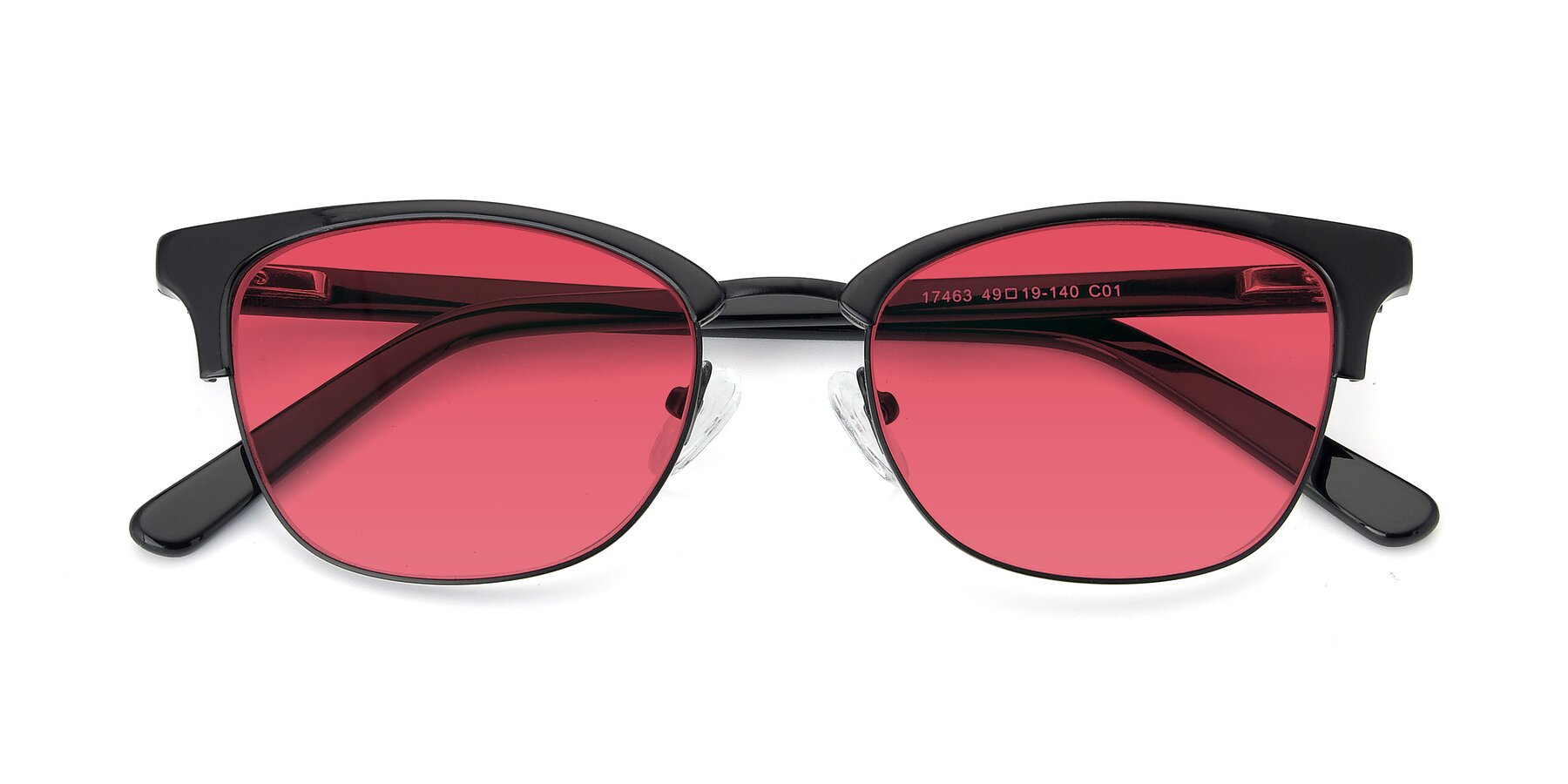 Folded Front of 17463 in Black with Red Tinted Lenses