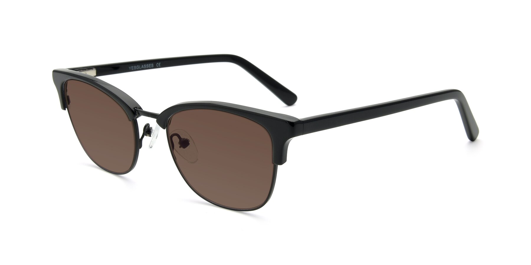 Angle of 17463 in Black with Brown Tinted Lenses