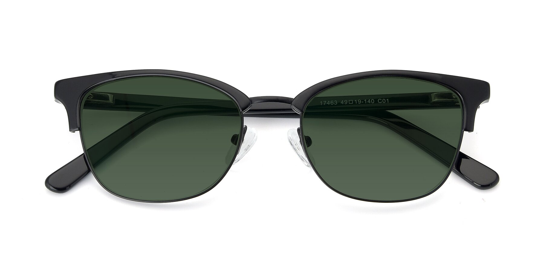 Folded Front of 17463 in Black with Green Tinted Lenses