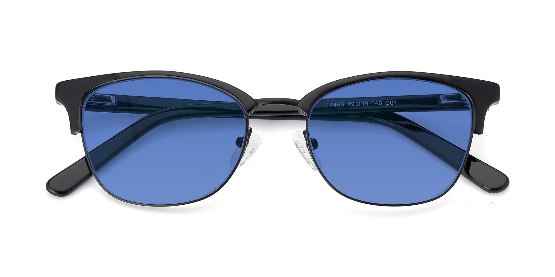 Folded Front of 17463 in Black with Blue Tinted Lenses