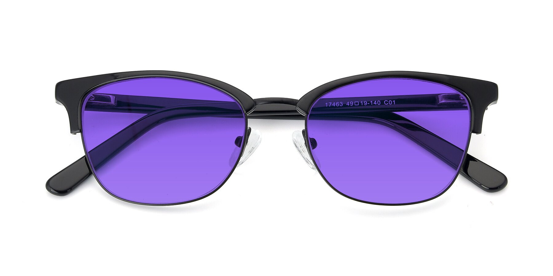 Folded Front of 17463 in Black with Purple Tinted Lenses