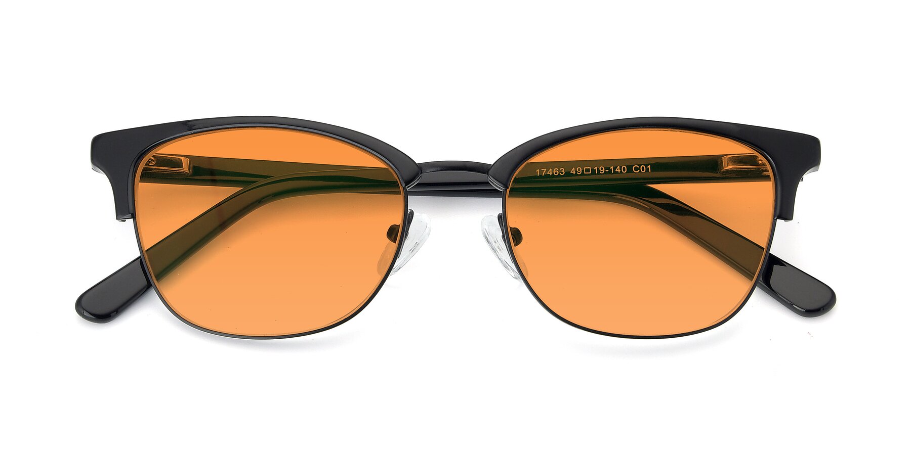 Folded Front of 17463 in Black with Orange Tinted Lenses