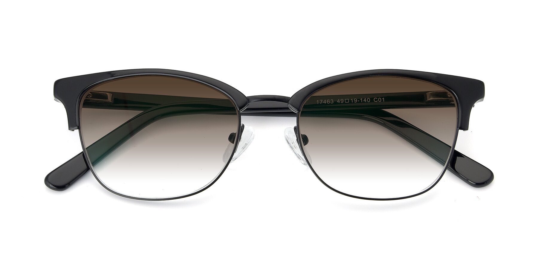 Folded Front of 17463 in Black with Brown Gradient Lenses