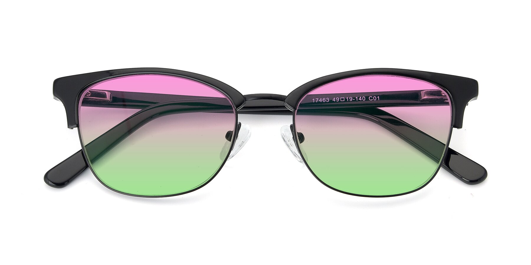 Folded Front of 17463 in Black with Pink / Green Gradient Lenses