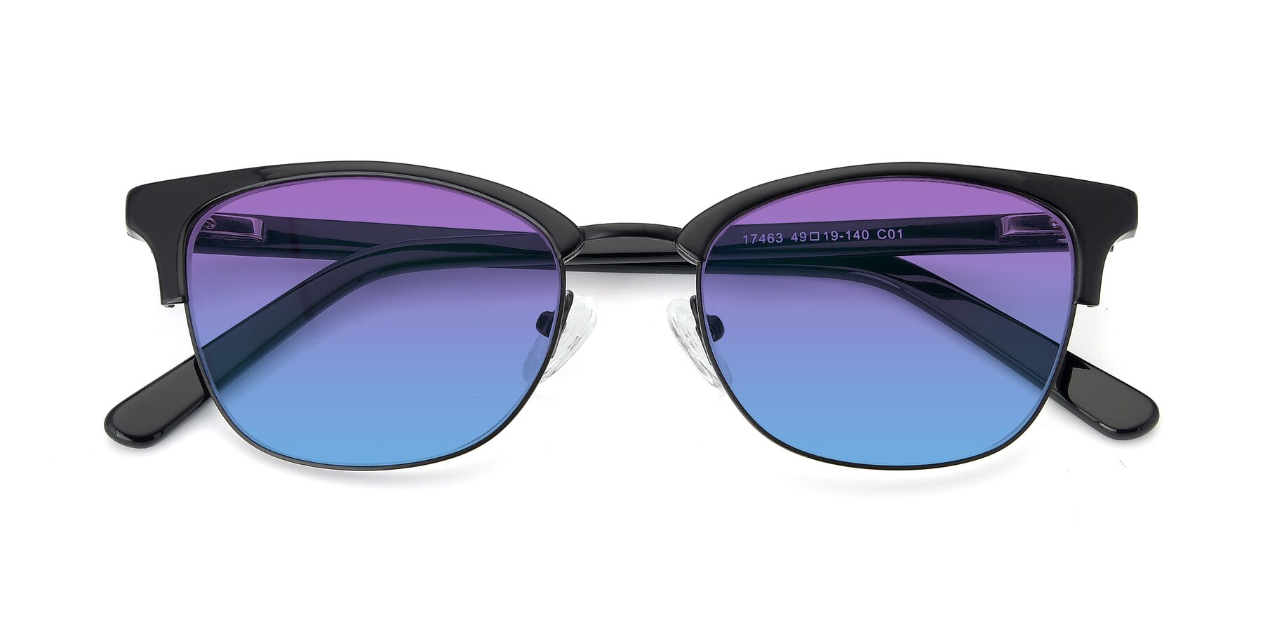 Folded Front of 17463 in Black with Purple / Blue Gradient Lenses