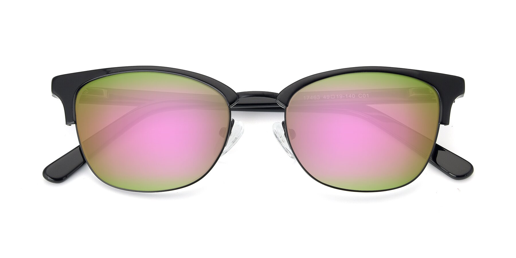 Folded Front of 17463 in Black with Pink Mirrored Lenses