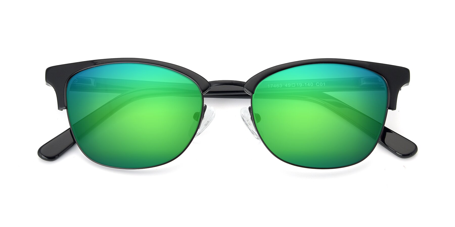 Folded Front of 17463 in Black with Green Mirrored Lenses