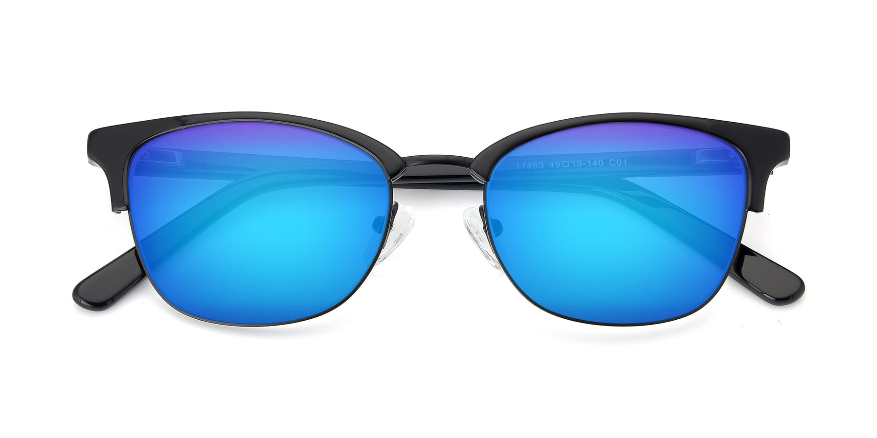 Folded Front of 17463 in Black with Blue Mirrored Lenses