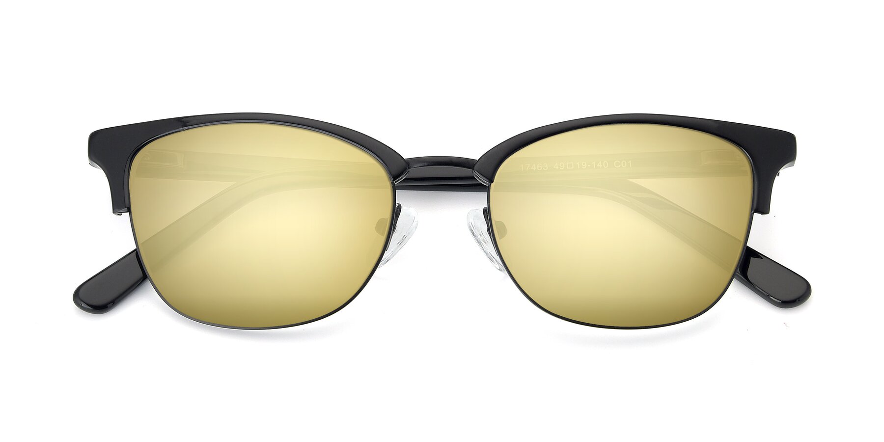 Folded Front of 17463 in Black with Gold Mirrored Lenses