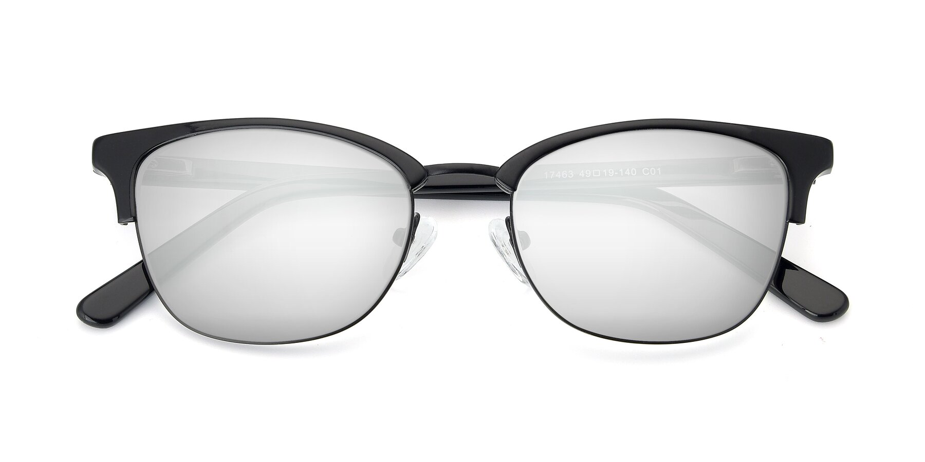 Folded Front of 17463 in Black with Silver Mirrored Lenses