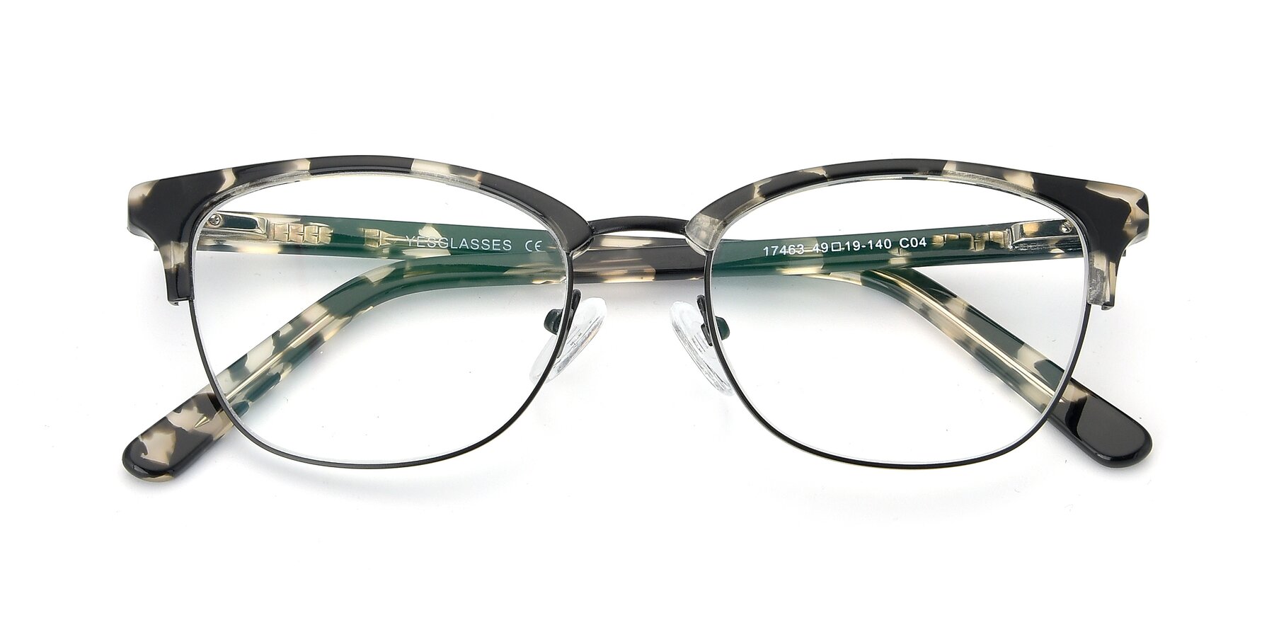 Folded Front of 17463 in Black-Tortoise with Clear Reading Eyeglass Lenses
