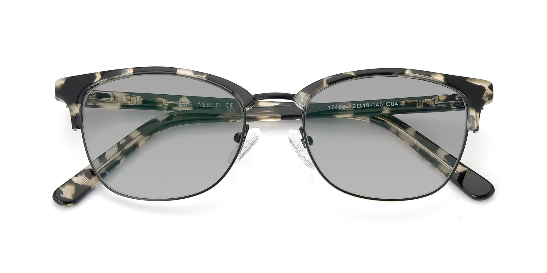 Folded Front of 17463 in Black-Tortoise with Light Gray Tinted Lenses