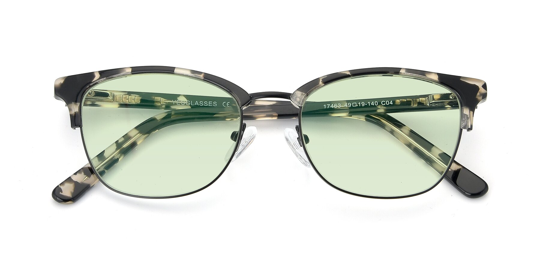 Folded Front of 17463 in Black-Tortoise with Light Green Tinted Lenses