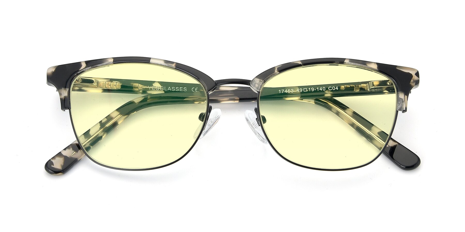 Folded Front of 17463 in Black-Tortoise with Light Yellow Tinted Lenses