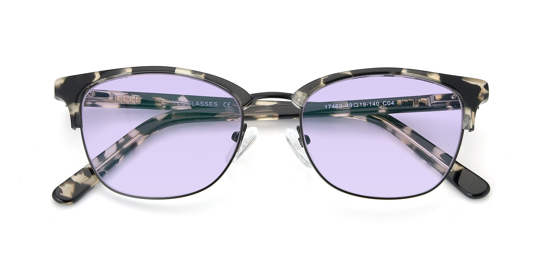 Folded Front of 17463 in Black-Tortoise with Light Purple Tinted Lenses