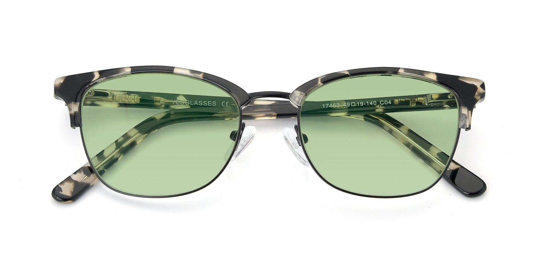 Folded Front of 17463 in Black-Tortoise with Medium Green Tinted Lenses