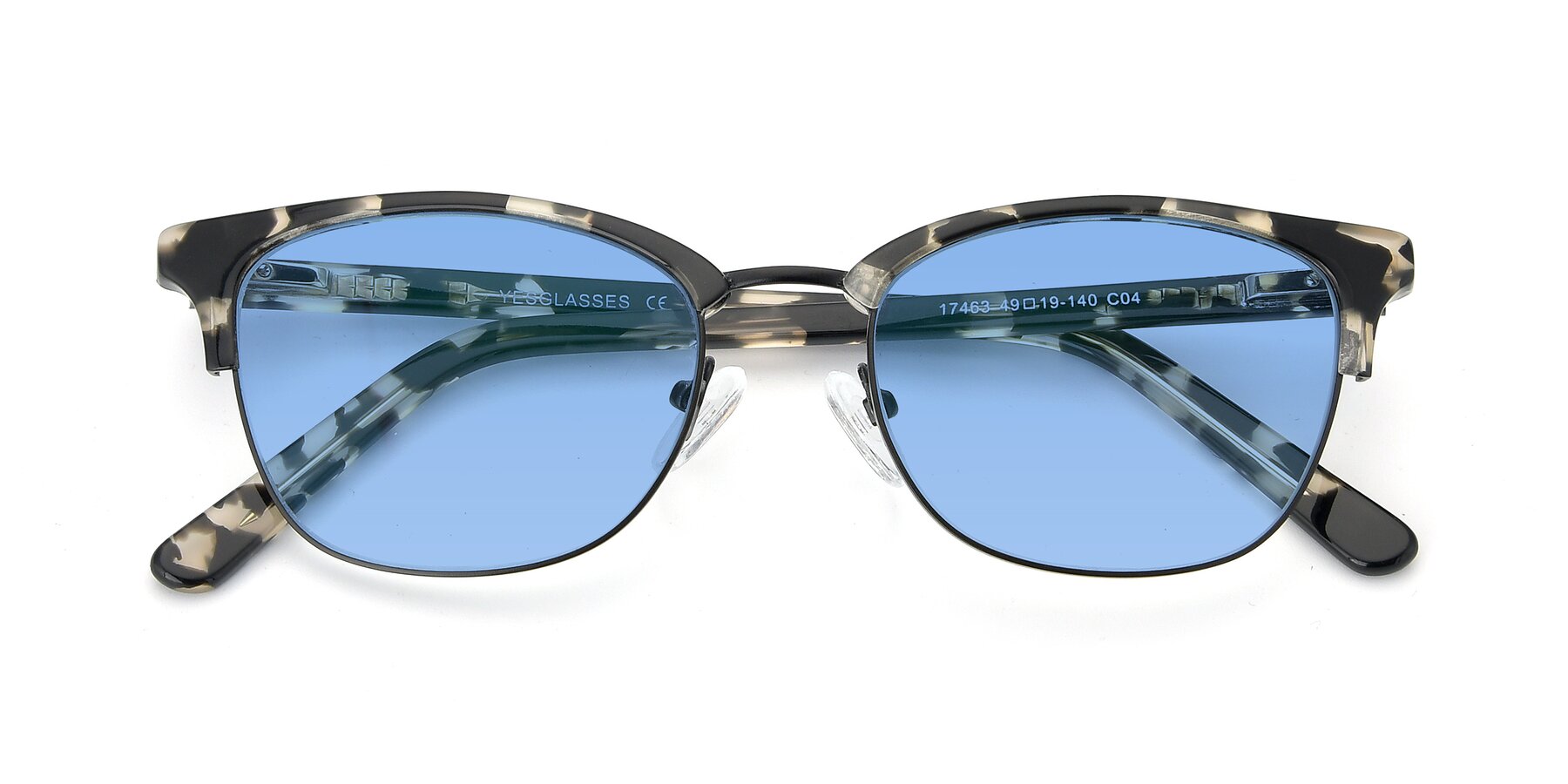 Folded Front of 17463 in Black-Tortoise with Medium Blue Tinted Lenses