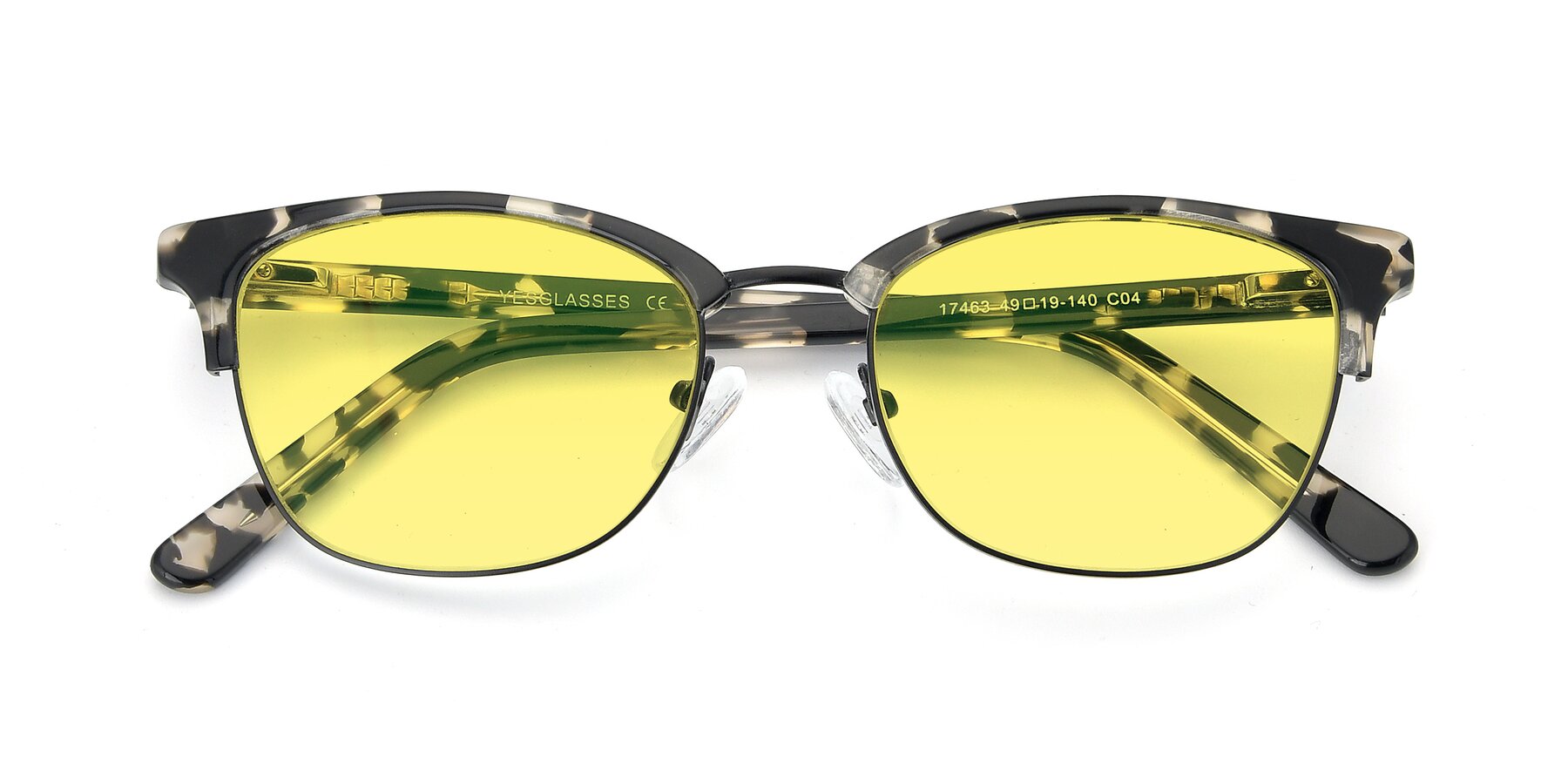 Folded Front of 17463 in Black-Tortoise with Medium Yellow Tinted Lenses