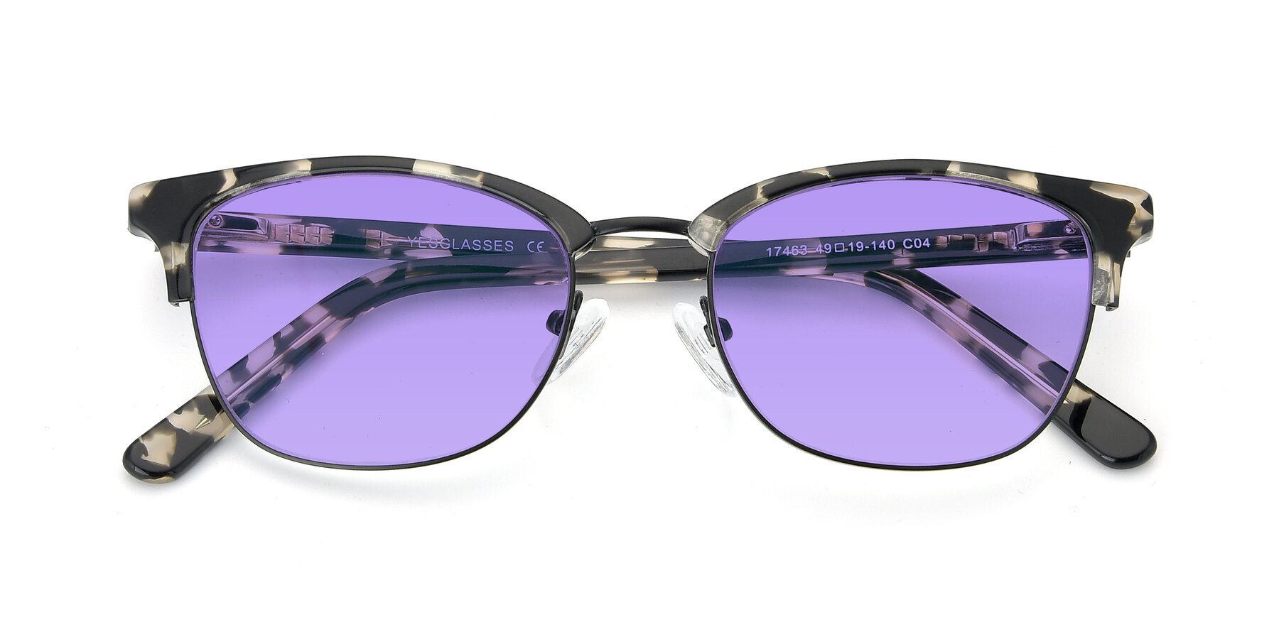 Folded Front of 17463 in Black-Tortoise with Medium Purple Tinted Lenses