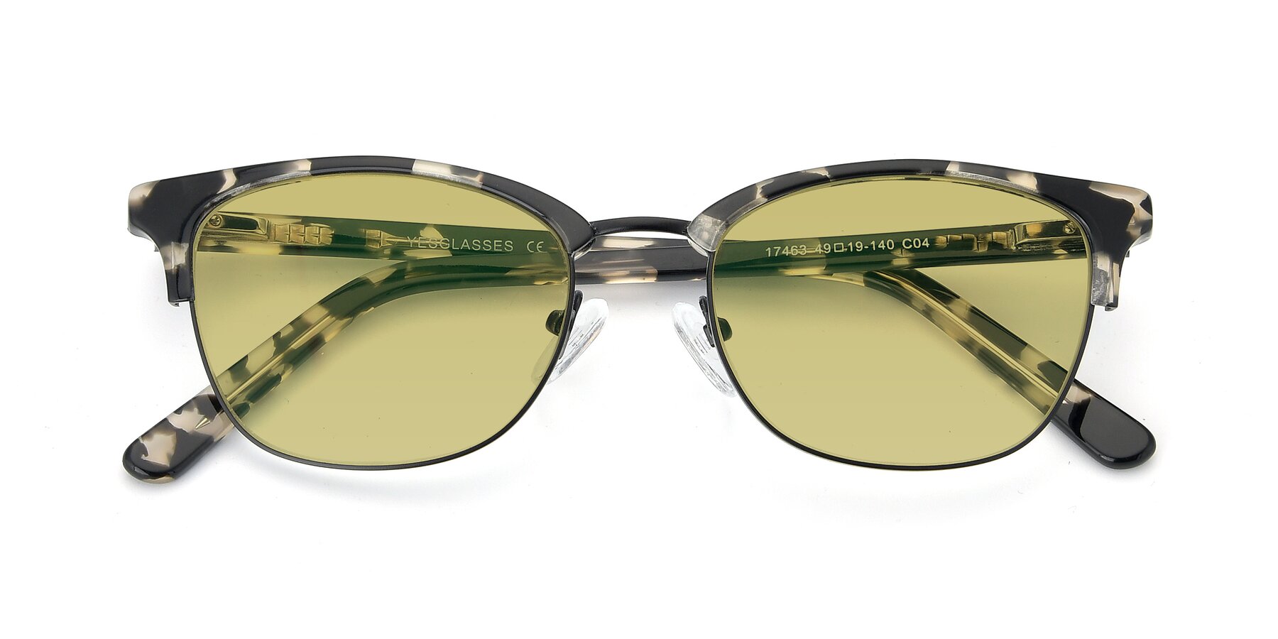 Folded Front of 17463 in Black-Tortoise with Medium Champagne Tinted Lenses