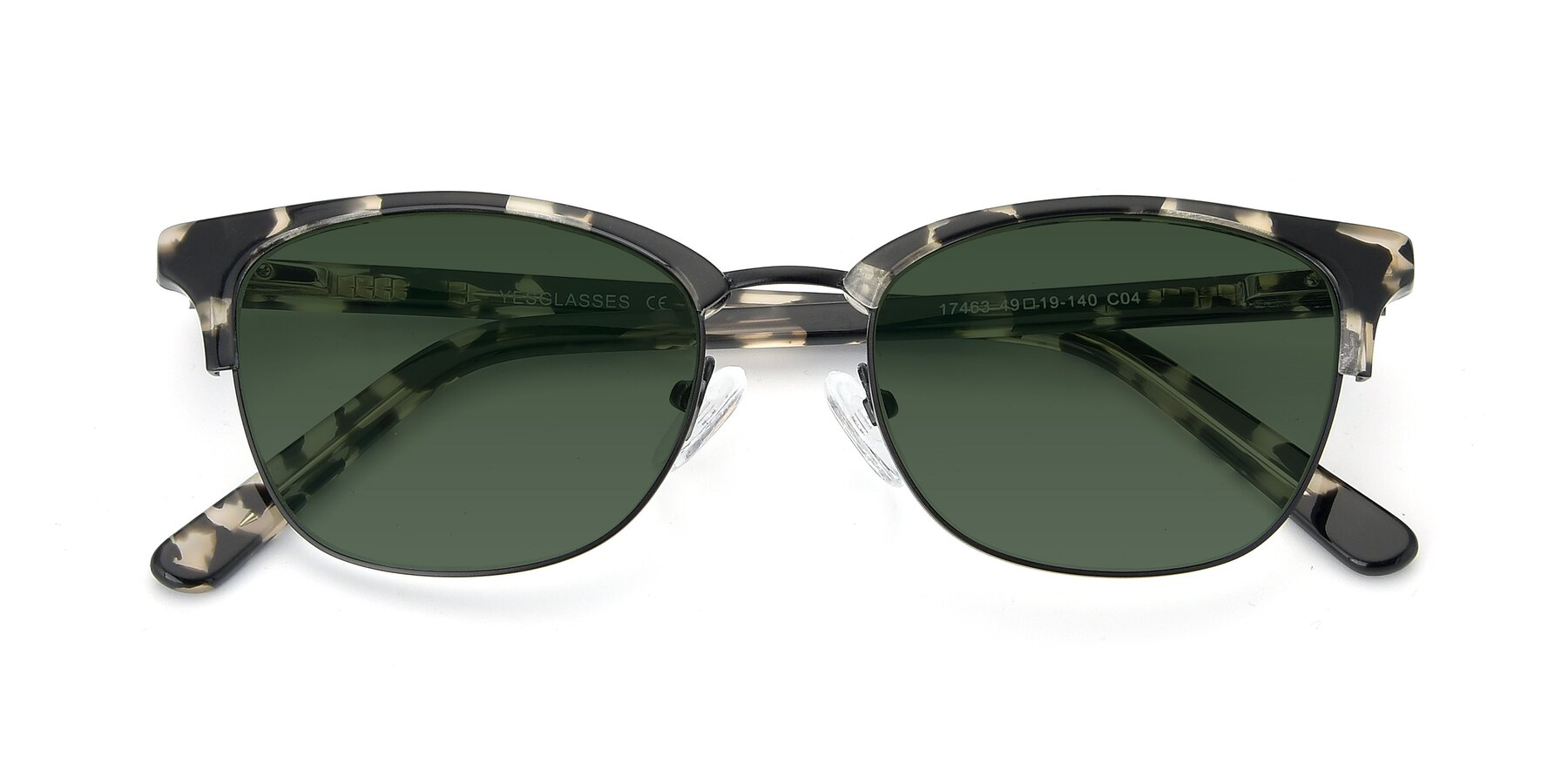 Folded Front of 17463 in Black-Tortoise with Green Tinted Lenses