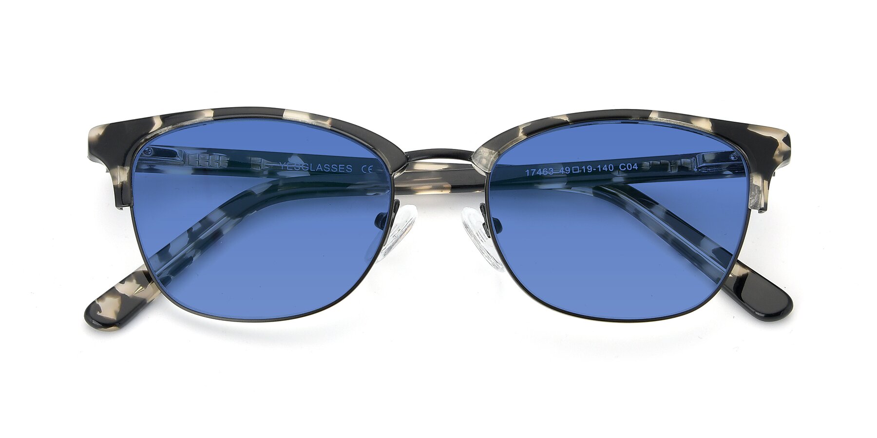 Folded Front of 17463 in Black-Tortoise with Blue Tinted Lenses