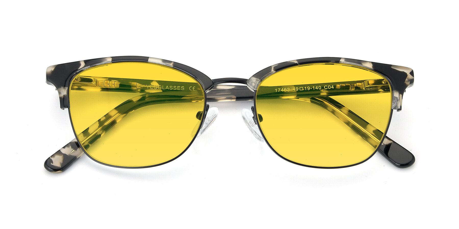 Folded Front of 17463 in Black-Tortoise with Yellow Tinted Lenses